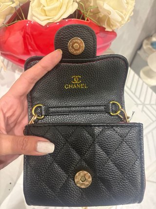 Portafoglio borsetta Chanel nero e oro