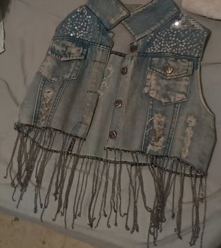 Chaleco Vaquero con Cadenas y Lentejuelas
