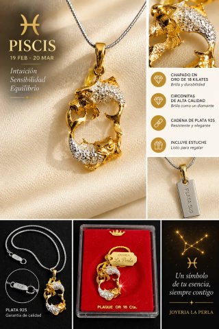 Colgante Horóscopo Piscis Oro 18k