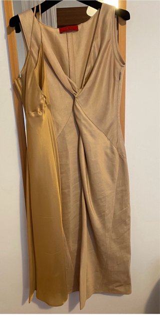 Vestido Carolina Herrera Beige/Dorado