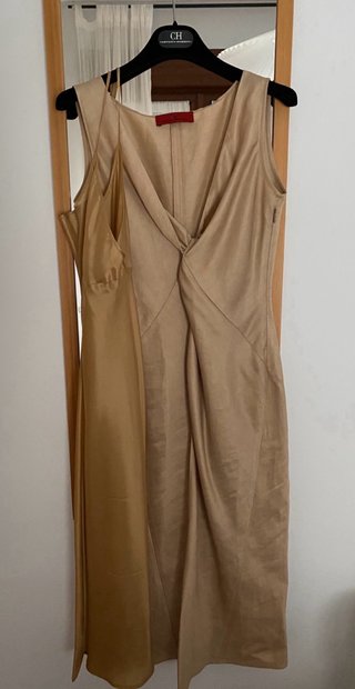 Vestido Carolina Herrera Beige/Dorado