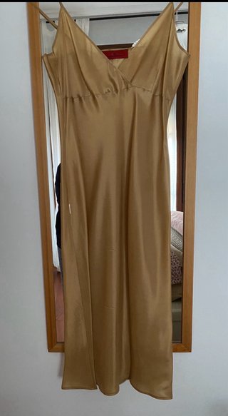 Vestido Carolina Herrera Beige/Dorado