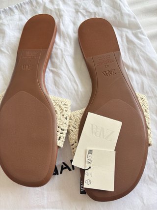 Sandalias Zara Crochet Beige Talla 41
