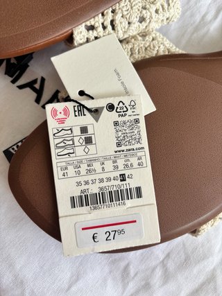 Sandalias Zara Crochet Beige Talla 41