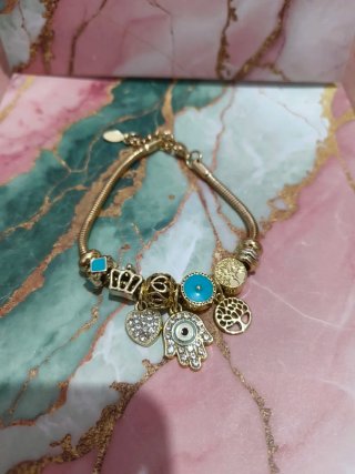 Pulsera con Charms Azul y Dorado