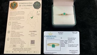 Anillo Oro 18K Esmeralda Colombiana Cardenal Joyer