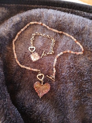 Conjunto de Gargantilla y Pulsera plata y cristal