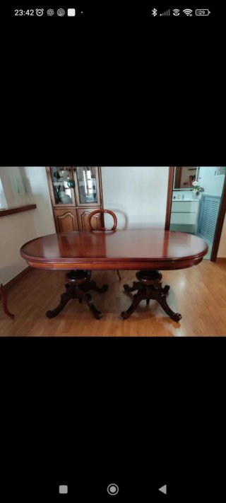 Mesa de comedor ovalada de madera ,6 sillas