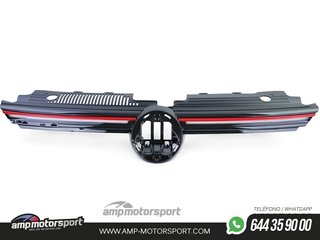 PARRILLA DELANTERA VW GOLF 8 2020-- LUZ DIURNA NEGRO/ROJO LOOK GTI