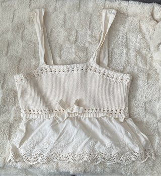 Top Crochet Volantes Blanco