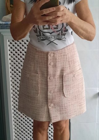 Falda Sandro Tweed Rosa Talla S
