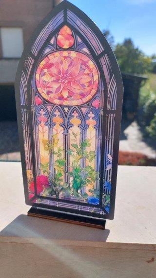 Fermalibri acrilico effetto vetrata giardino