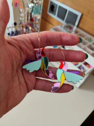 Pendientes de Metacrilato con Forma de Pájaro