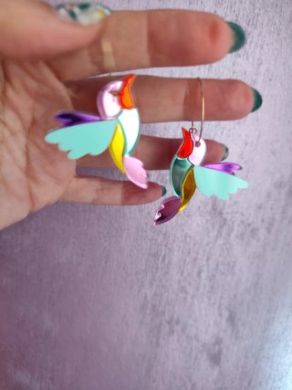 Pendientes de Metacrilato con Forma de Pájaro
