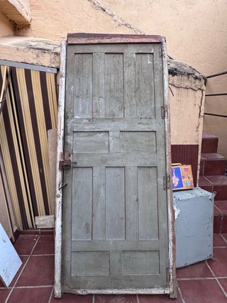 Puerta antigua madera maciza con marco 220x100