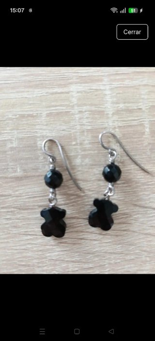 Pendientes Tous Oso Onix Negro