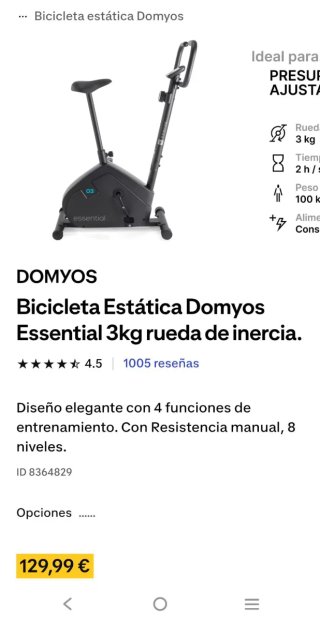 Bicicleta Estática Domyos Essential