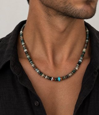 Collana fatta a mano diaspro oceanico e howlite