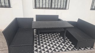 Conjunto de jardín: sofá y mesa ratán