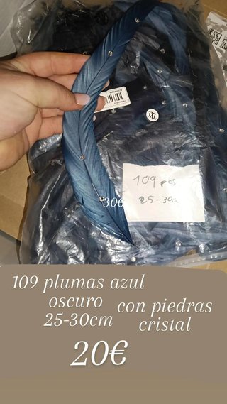 109 Plumas Azul Marino 25-30cm con Cristales
