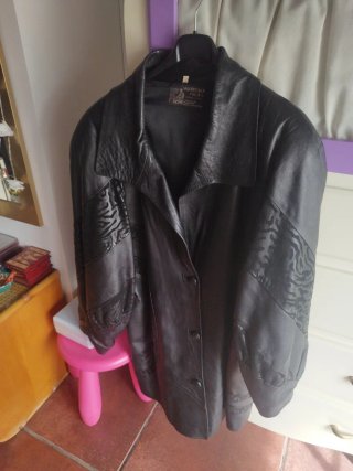Chaquetón de piel auténtica negro