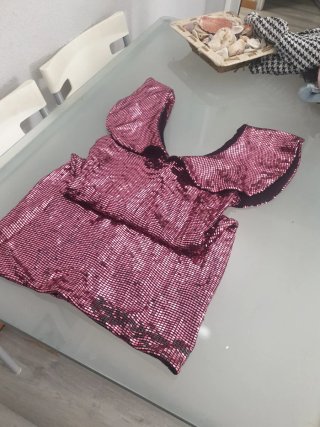 Vestido fiesta brillante rosa