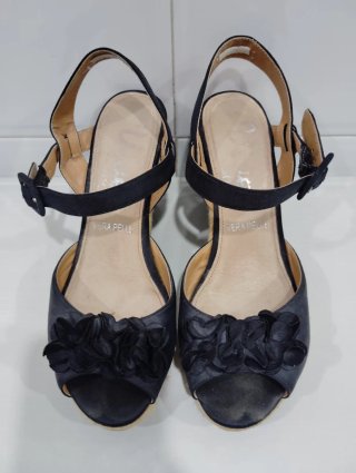 Sandalias tacón negras Vera Pelle T.37