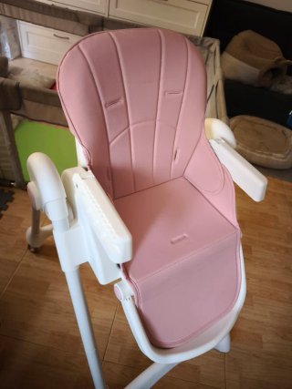 Trona bebé reclinable y plegable rosa