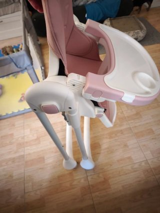 Trona bebé reclinable y plegable rosa