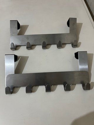 SET DE DOS PERCHEROS DE PUERTA EN ACERO INOXIDABLE