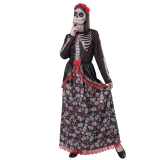 Disfraz Catrina Talla L - Vestido y Diadema