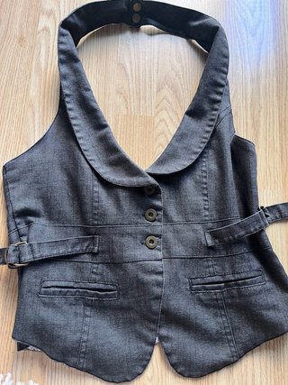 Chaleco Vaquero Halter Gris Y2K