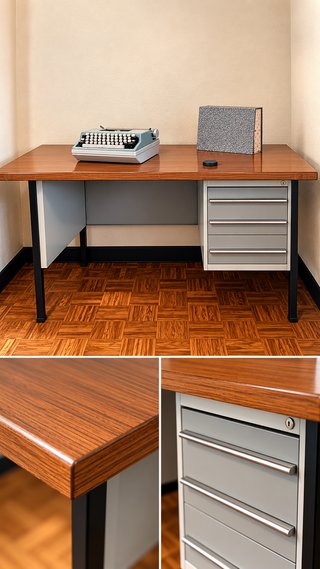 Mesa de oficina vintage madera y metal