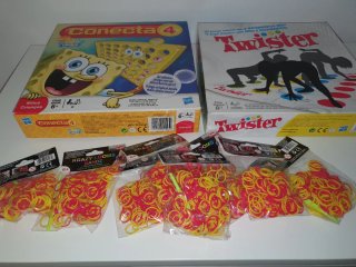 Lote Juegos Mesa Conecta 4 y Twister + Gomas