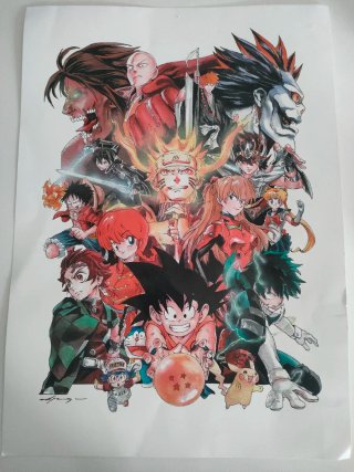 Lámina Fanart Crossover Anime (45x30 cm)