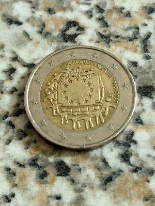 Moneta 2 Euro Francia 2015 bandiera