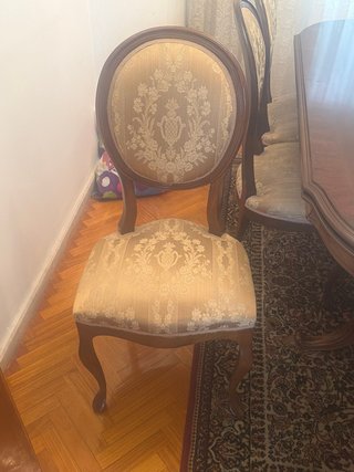 Sillas Comedor Vintage Madera y Tela