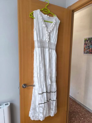 Vestido ibicenco largo blanco