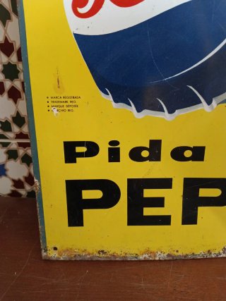 Cartel Chapa Pepsi Cola Vintage Original año 50/60