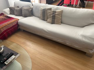 Sofá 280cm Chaise Longue Dcha Tela Beige/Marrón