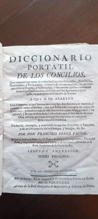 Diccionario de los Concilios - F. Pérez Pastor