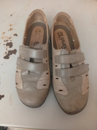 Zapatos Suave Mujer Beige/Gris con piel de cuero