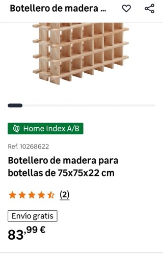 Botellero madera 36 botellas 75x75x22