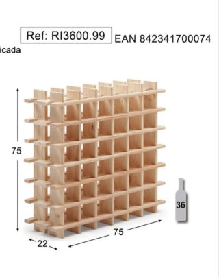 Botellero madera 36 botellas 75x75x22