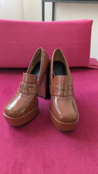 Zapatos Tacón Asos Estilo Mocasín Marrones