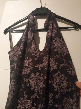Vestido Oriental Negro Escote Halter