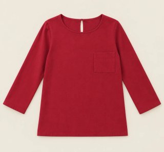 Camisa burdeos de manga larga con bolsillo
