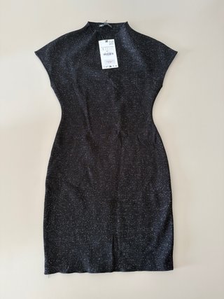 Vestido Corto Negro Zara Cuello Alzado