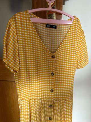 Vestido de verano amarillo cuadros TEX