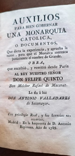 Libro de Melchor de Macanaz, 1789